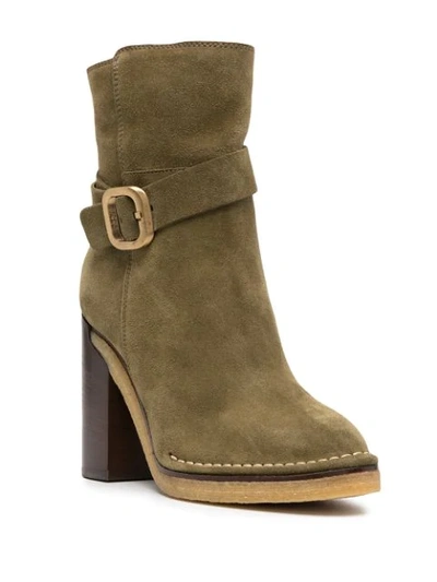 Shop Tod's Suede Ankle Boots In Green