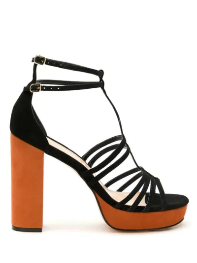 Shop Eva Strappy Suede Sandals In Black