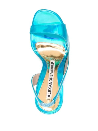 Shop Alexandre Vauthier Holographic Slingback Sandals In Blue