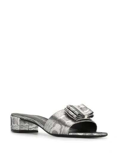 Shop Ferragamo Double Bow 30mm Sandals In Silver