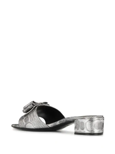 Shop Ferragamo Double Bow 30mm Sandals In Silver