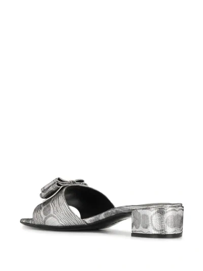 Ferragamo Double Bow 30mm Sandals In Silver