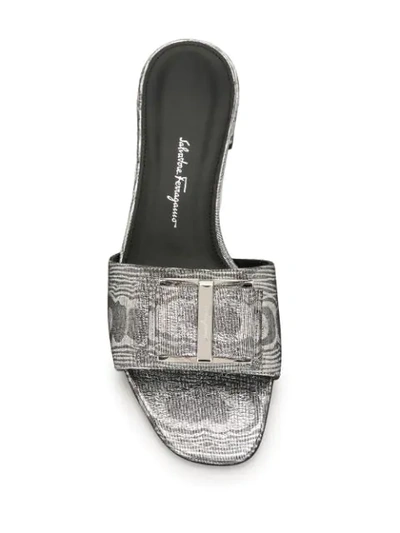 Shop Ferragamo Double Bow 30mm Sandals In Silver