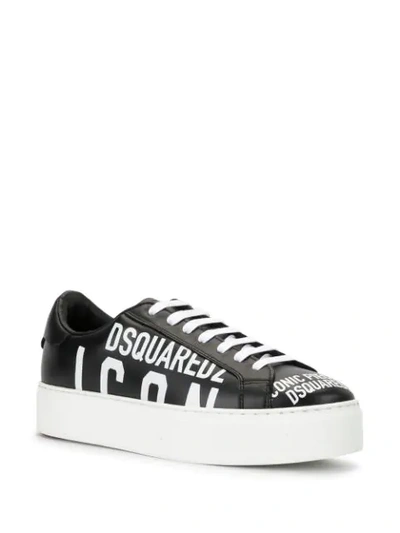 Shop Dsquared2 Logo Print Platform Sneakers In Black