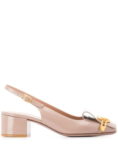 Shop Valentino Vlogo 30mm Pumps In Neutrals