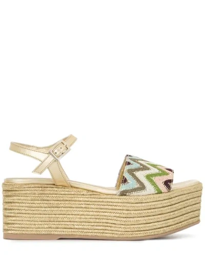 Shop Madison.maison Woven Leather 50mm Wedges In Gold