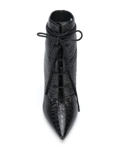 Shop Saint Laurent Sunset Lace-up Leather Boots In Black