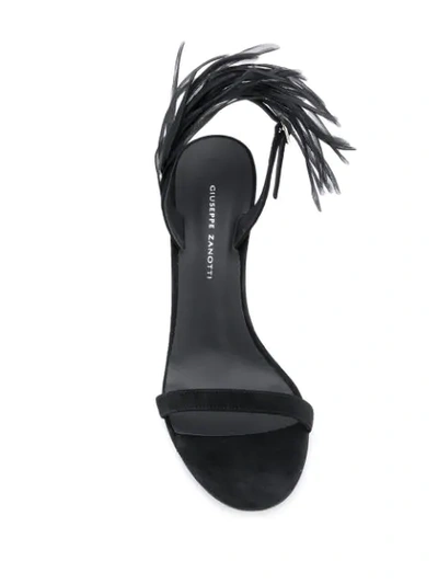 Shop Giuseppe Zanotti Feather-trim Sandals In Black
