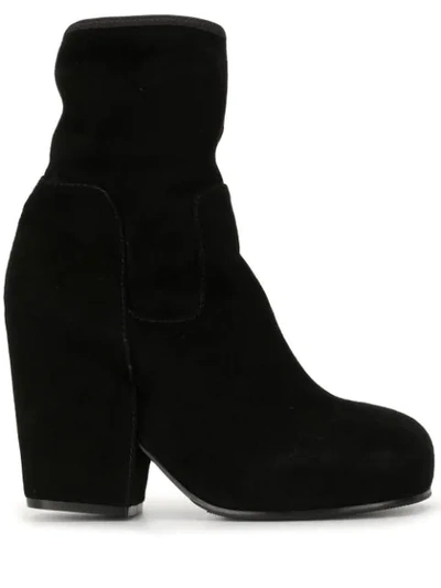 Random Identities Sock-effect Block Heel Boots In Black