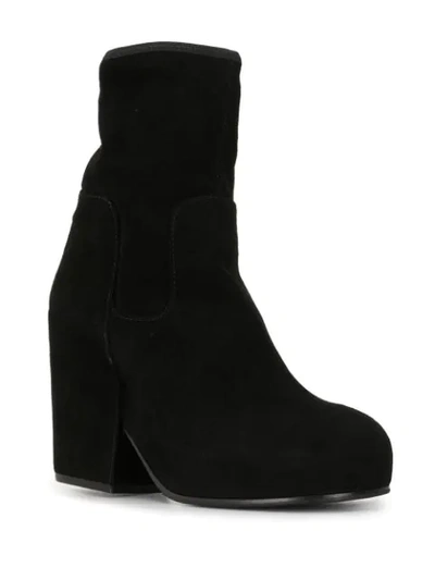 Random Identities Sock-effect Block Heel Boots In Black