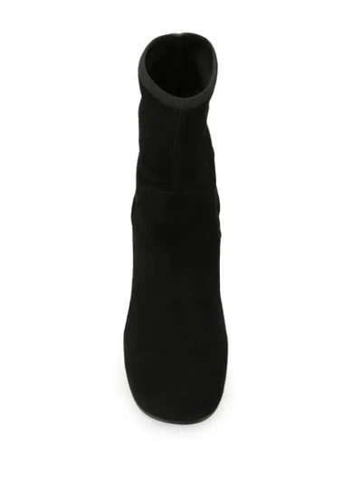 Random Identities Sock-effect Block Heel Boots In Black