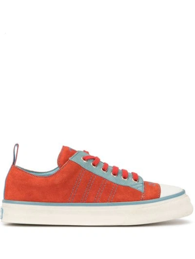 Pre-owned Chanel Quilted Lace-up Sneakers In Orange