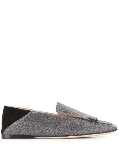 Shop Sergio Rossi Metallic Embellished Slippers In Silver