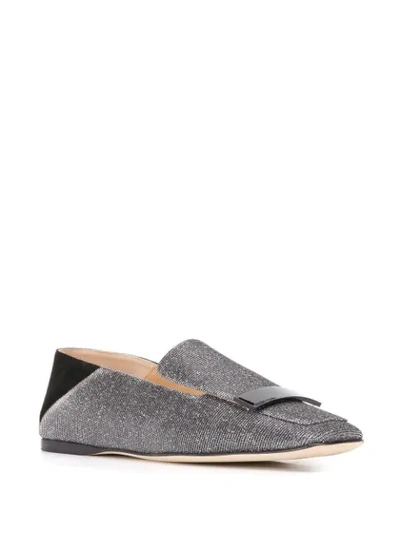 Shop Sergio Rossi Metallic Embellished Slippers In Silver