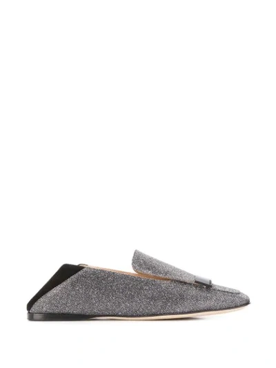 Shop Sergio Rossi Metallic Embellished Slippers In Silver