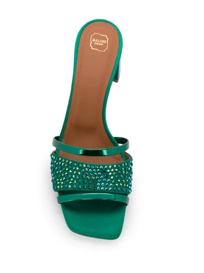 Shop Malone Souliers Crystal-embellished 60mm Open Toe Mules In Green