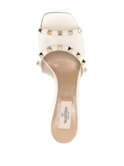 Shop Valentino Rockstud-embellishment Wedge-heel Sandals In Neutrals