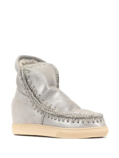 Shop Mou Inner Wedge Boots In Silver