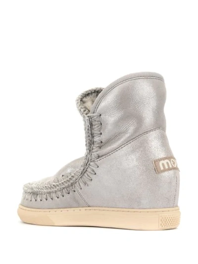 Shop Mou Inner Wedge Boots In Silver