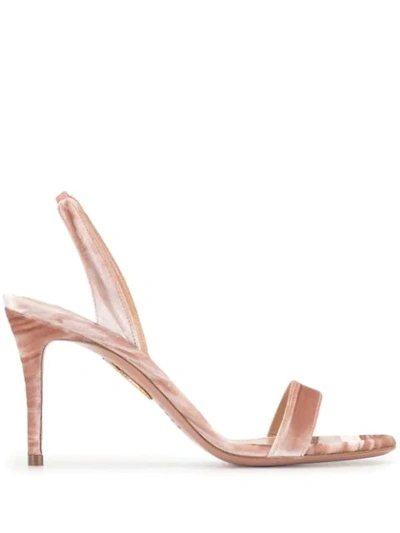 Shop Aquazzura Velvet So Nude 85mm Sandals In Pink