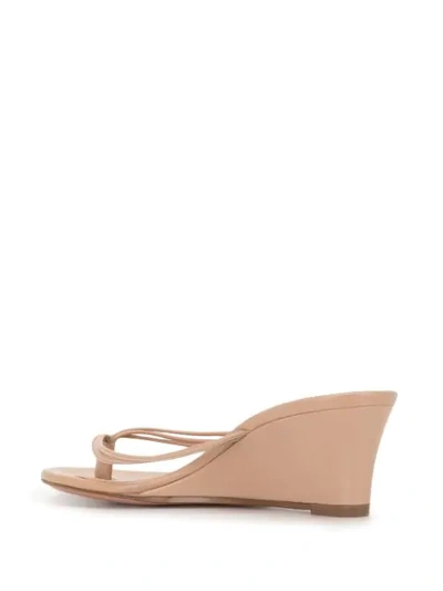 Shop Aquazzura Pedi 45mm Wedge Sandals In Neutrals