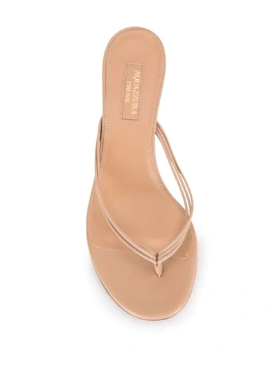 Shop Aquazzura Pedi 45mm Wedge Sandals In Neutrals