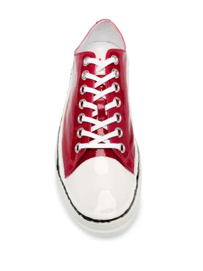 Shop Marni High-shine Low Top Trainers In Red