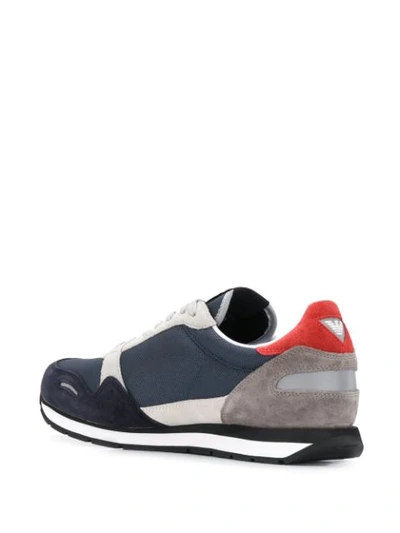 Shop Emporio Armani Colour Block Low-top Sneakers In Blue