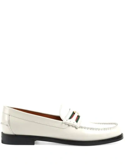Shop Gucci Logo-plaque Detail Loafers In White