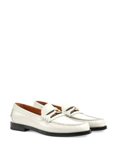 Shop Gucci Logo-plaque Detail Loafers In White