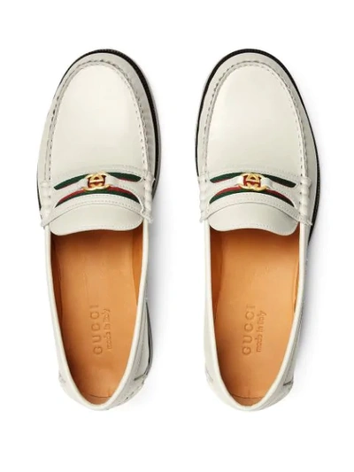 Shop Gucci Logo-plaque Detail Loafers In White