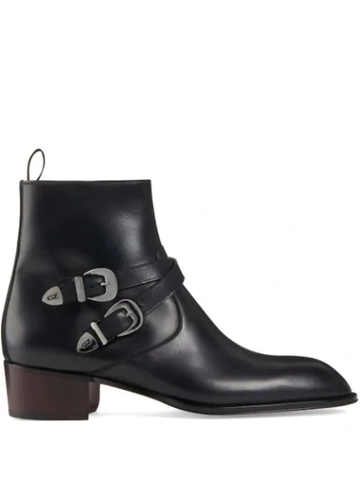 Shop Giuseppe Zanotti Sheldon Double Buckle Boots In Black