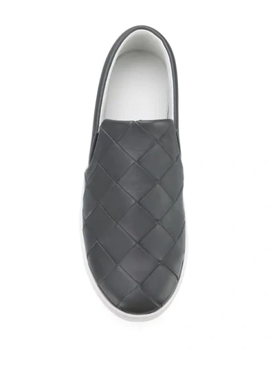 Shop Bottega Veneta Intrecciato Slip-on Sneakers In Grey