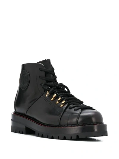 Shop Versace Lace-up Boots In Black