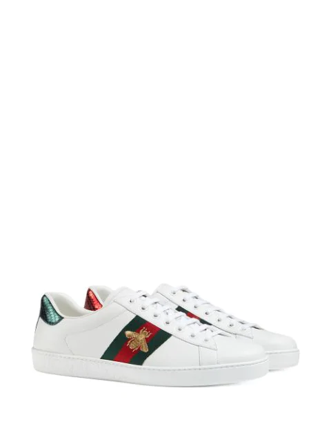 Gucci Ace Embroidered Low-top Sneakers In White Trim: Ayers Snakeskin ...