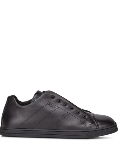 Shop Fendi Ff Motif Slip-on Sneakers In Black