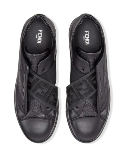 Shop Fendi Ff Motif Slip-on Sneakers In Black
