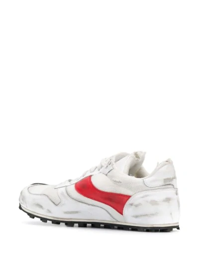 Shop Marni Distressed Asymmetric Sneakers In White