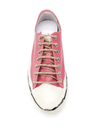 Shop Marni Painted Sneakers In Pink