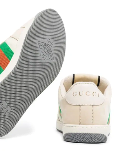 Shop Gucci Screener Leather Sneakers In Neutrals