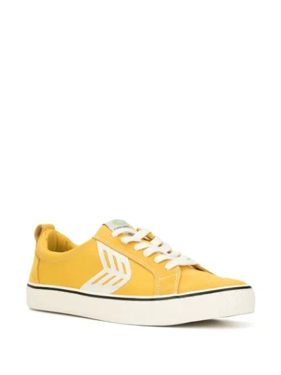 CATIBA LOW STRIPE SPICE YELLOW SUEDE AND CANVAS CONTRAST THREAD SNEAKER