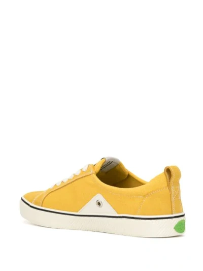 CATIBA LOW STRIPE SPICE YELLOW SUEDE AND CANVAS CONTRAST THREAD SNEAKER