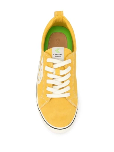 CATIBA LOW STRIPE SPICE YELLOW SUEDE AND CANVAS CONTRAST THREAD SNEAKER
