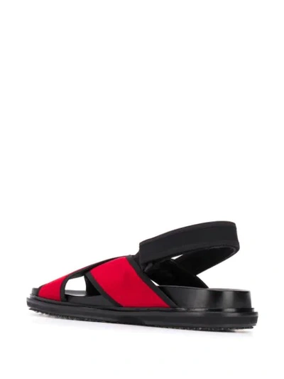 Shop Marni Logo Patch Crossover Strap Sandals In Red