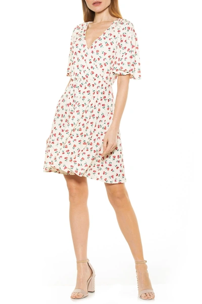 Shop Alexia Admor Oakless Flutter Sleeve Fit & Flare Dress In Ivory Multi
