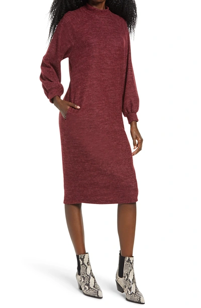 Shop All In Favor Brushed Jersey Long Sleeve Dress In Brick