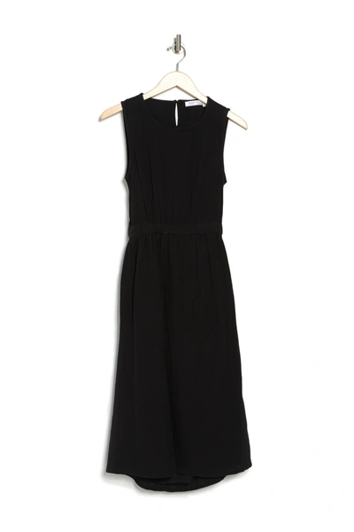 Shop Rd Style Gauze Back Cutout Midi Dress In Black