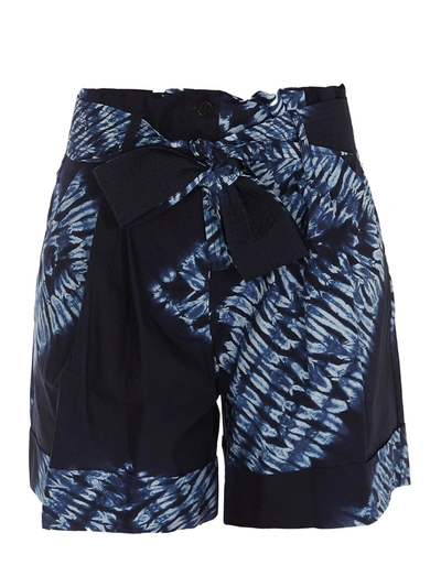 Shop P.a.r.o.s.h Printed Cotton Shorts In Blue