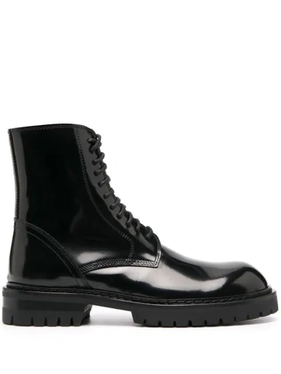 Shop Ann Demeulemeester Lace-up Leather Boots In Black