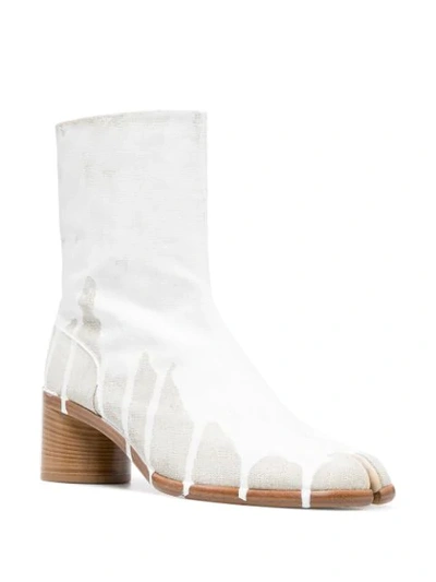 Shop Maison Margiela Paint-effect Tabi Ankle Boots In White